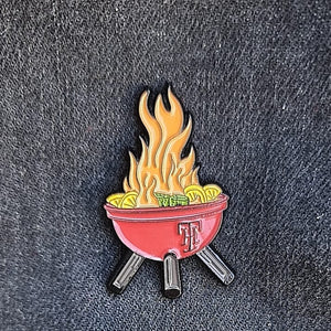 Flaming Zombie BBQ Pin
