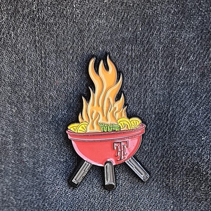 Flaming Zombie BBQ Pin
